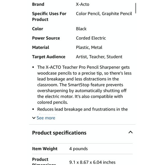 New X-Acto Teacher Pro Electric Pencil Sharpener 1675X Boxed Homeschool & Artist - Picture 2 of 6